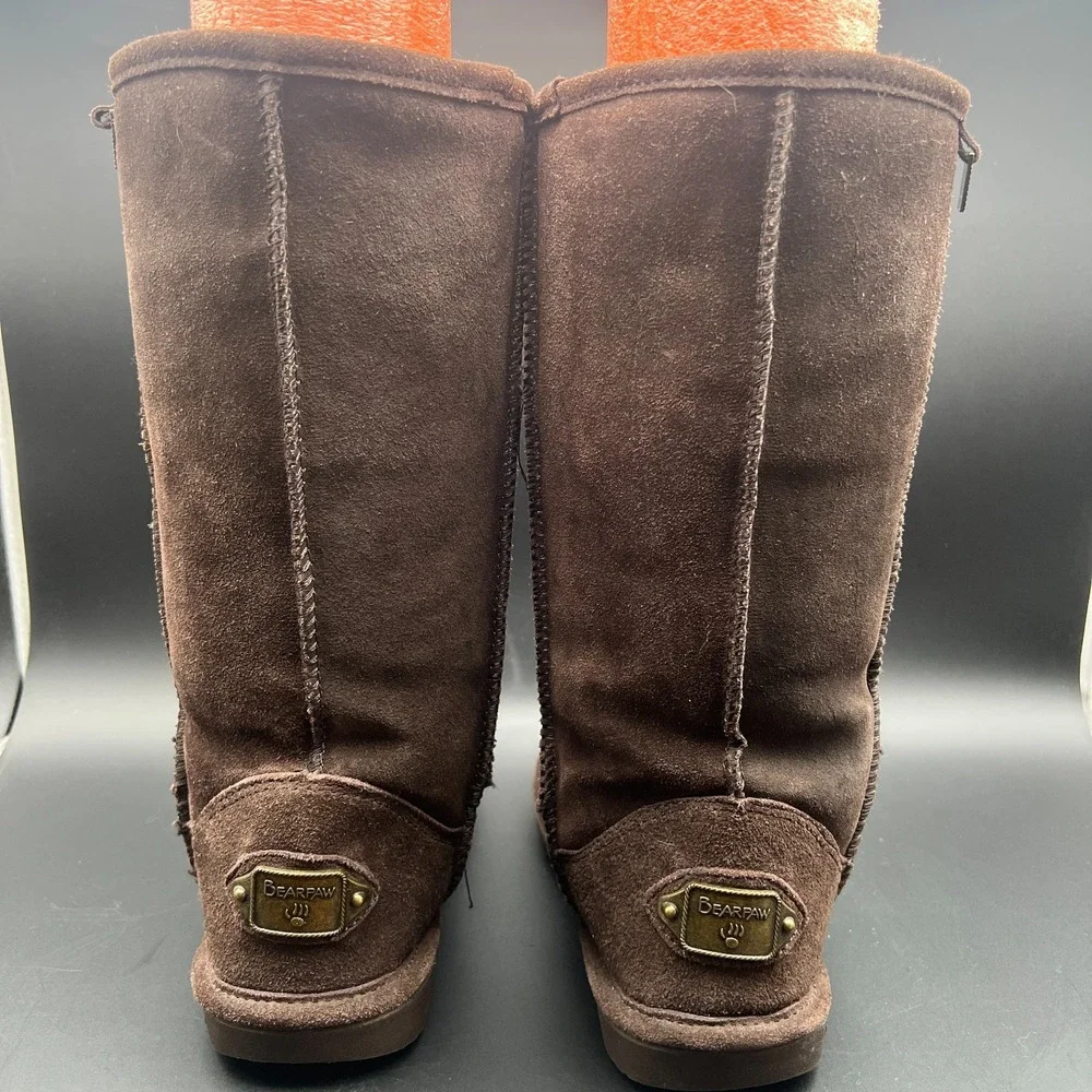 Bearpaw Womens 6 Us Brown Suede Mid Calf Round Toe Pull On Winter Snow Boot